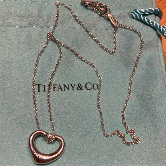 SOLD: Tiffany & Co Elsa Peretti Open Heart Diamond Necklace - Picture 8 of 11
